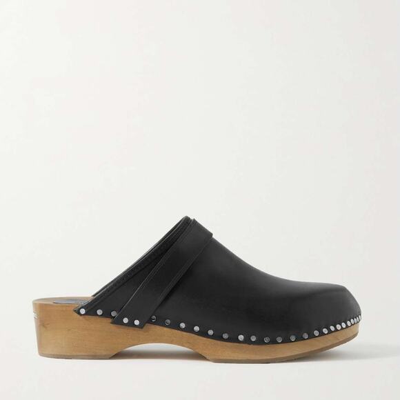 Isabel Marant Shoes - Isabel Marant Thalie Black Leather Clogs Silver Nail Stud Sz 37